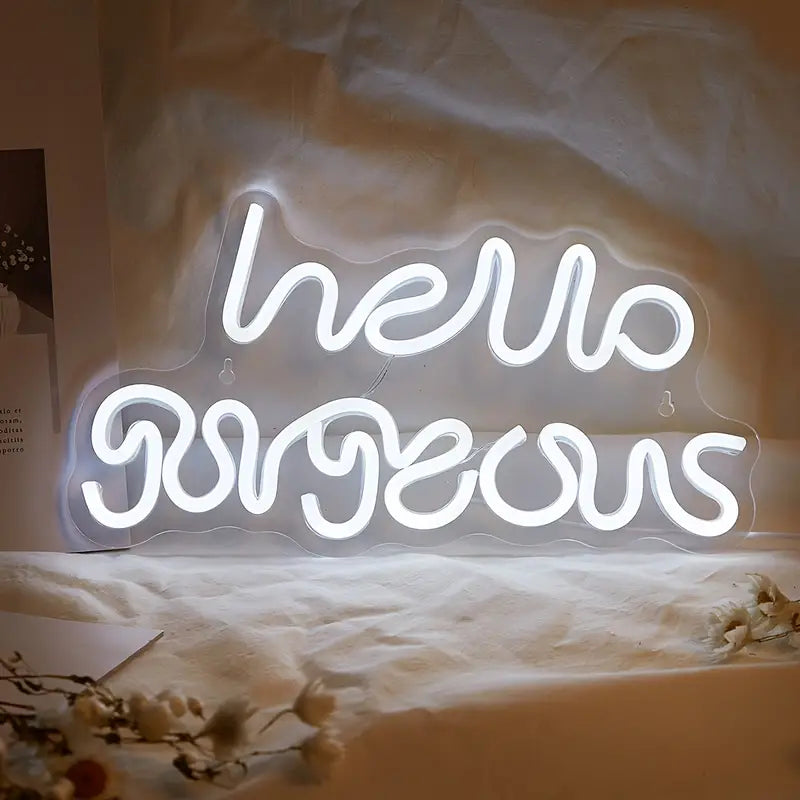 LED Neon Sign 'Hello Gorgeous' Night Light Decor
