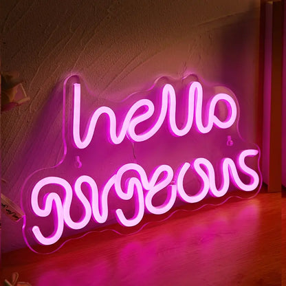 LED Neon Sign 'Hello Gorgeous' Night Light Decor