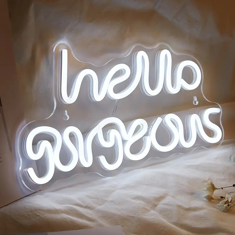 LED Neon Sign 'Hello Gorgeous' Night Light Decor