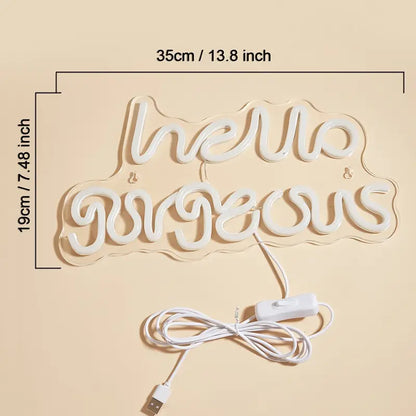 LED Neon Sign 'Hello Gorgeous' Night Light Decor