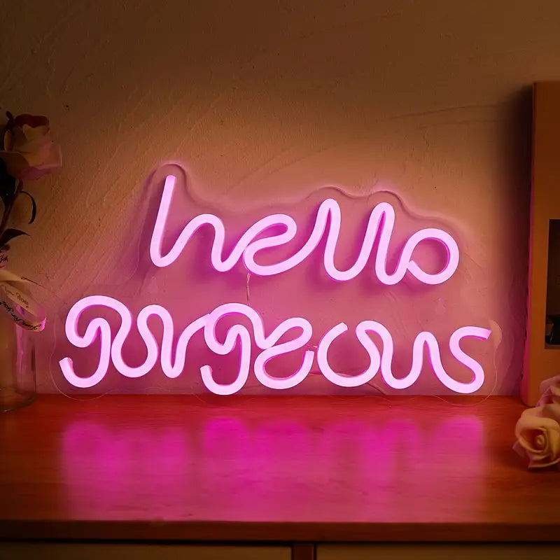 LED Neon Sign 'Hello Gorgeous' Night Light Decor
